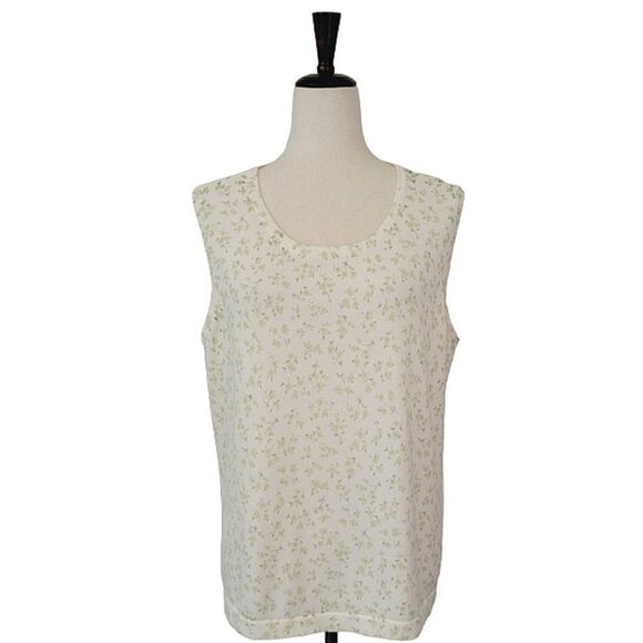 Elizabeth By Liz Claiborne Cream Floral Patterned Sleeveless Sweater Size 2 - Picture 1 of 7